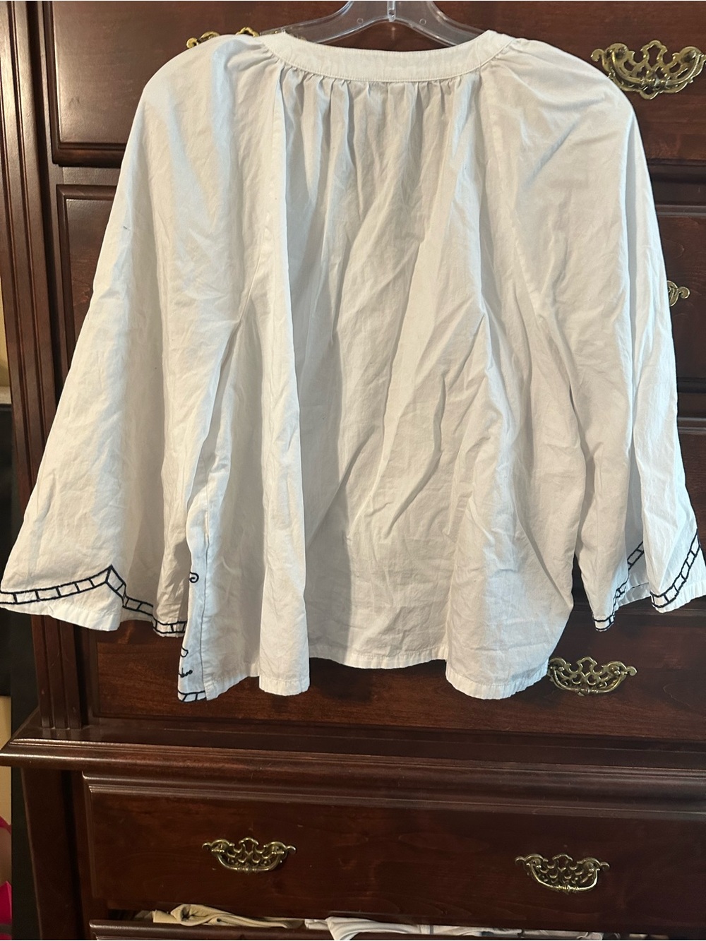 crown & ivy White Blouse with Navy Embroidery - Picture 5 of 5